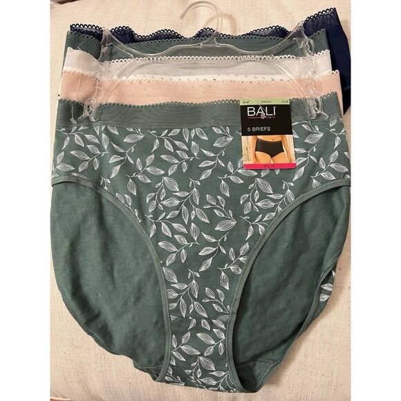 Bali BRIEF Panty underwear 5-Pack Cotton DRCL61 Women ~ XL/8  MSRP $42 NWT - Picture 1 of 4